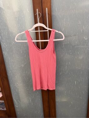 Enza Costa Pink Scoop-Neck Ribbed Tank